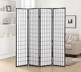 Roundhill Furniture Oriental Shoji 4 Panel Screen