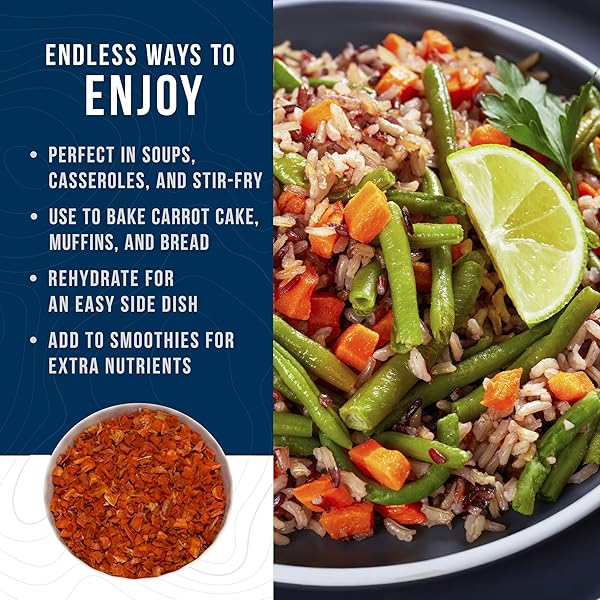 AUGASON FARMS DEHYDRATED DICED CARROTS EMERGENCY FOOD SUPPLY, 216 SERVINGS, 25 YEAR SHELF LIFE, GREAT FOR COOKING, BAKING, AND SNACKS – DEHYDRATED MEALS, SURVIVAL FOOD CAMPING ESSENTIALS CAN
