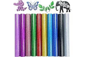 Efuncro- 10 Sheets Glitter HTV 12'' x 10'' Heat Transfer Vinyl Bundle,Iron on for T-Shirts. Bags. Heat Transfer Vinyl for All Cutting Machines - Easy to Cut and Weed (Multicolor)