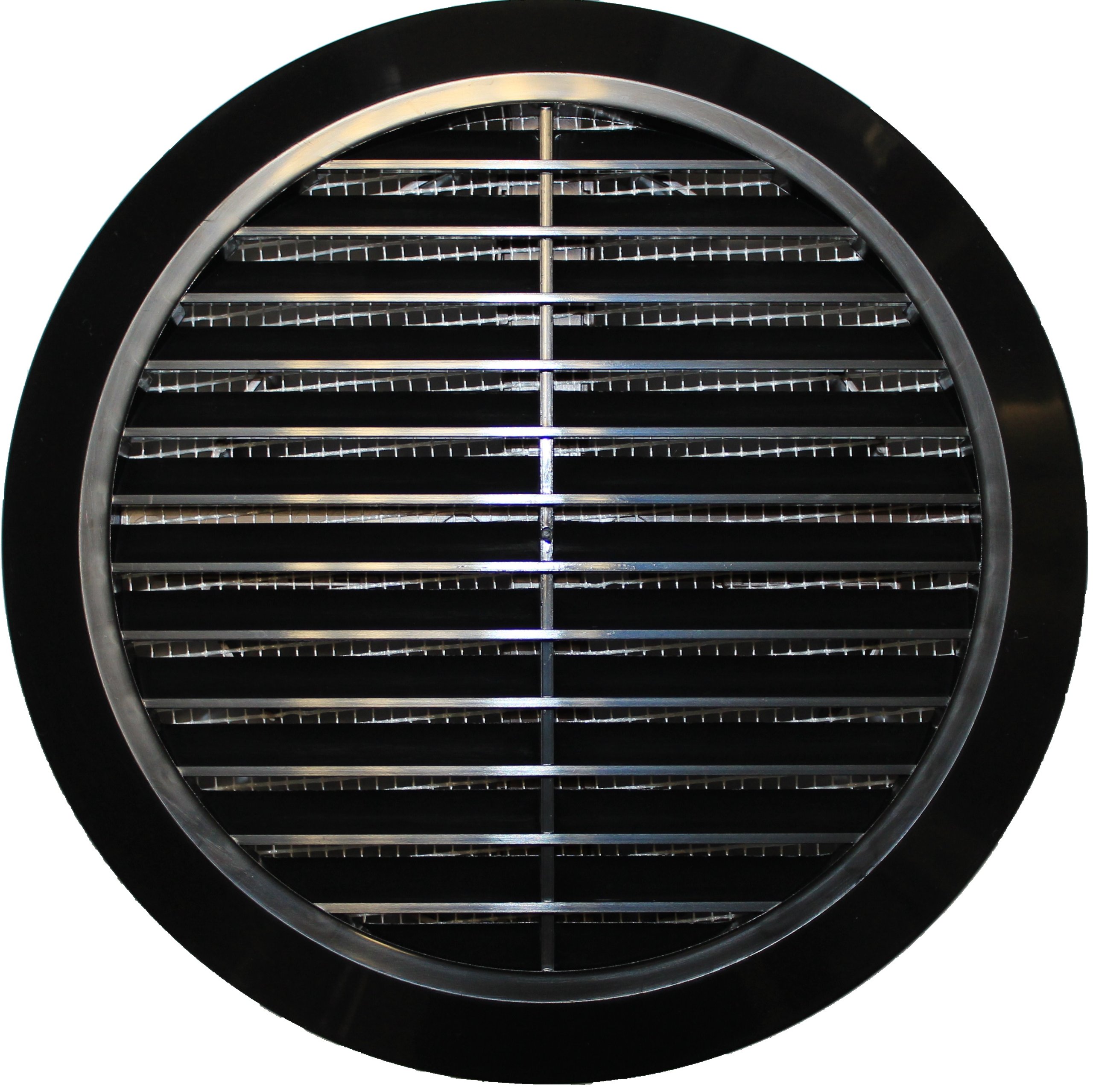 MKK T36 Round Ventilation Grille, Diameters of 100, 110, 120, 125, 150 mm, Black Plastic, Insect Screen, Incoming / Outgoing Air