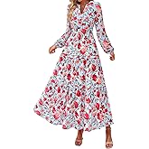 PRETTYGARDEN Womens 2026 Fall Fashion Clothing Boho Maxi Dresses Floral Long Sleeve Flowy Elegant Wedding Guest Holiday Dress