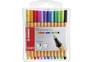 STABILO Fineliner point 88 MINI - Wallet of 12 - Assorted Colors