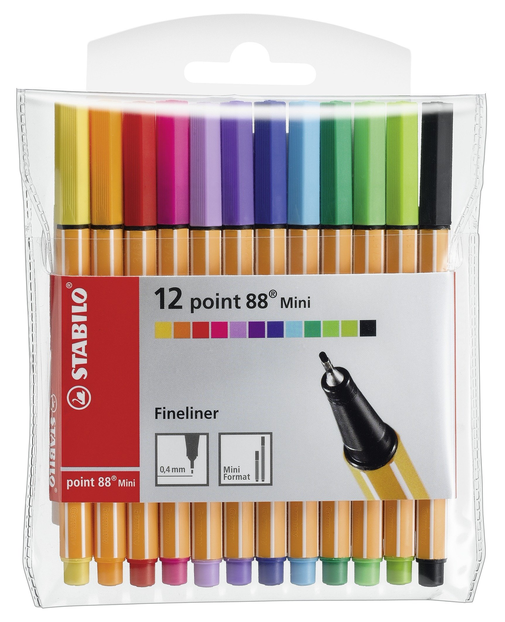 STABILO Fineliner point 88 MINI - Wallet of 12 - Assorted Colours