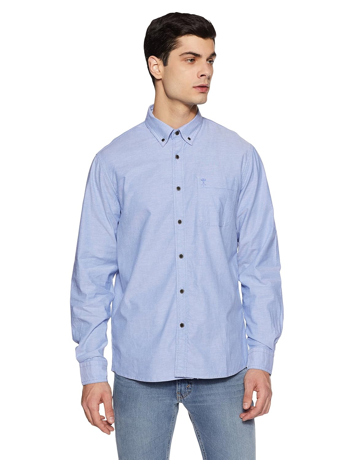 arrow jeans men's solid slim fit casual shirt