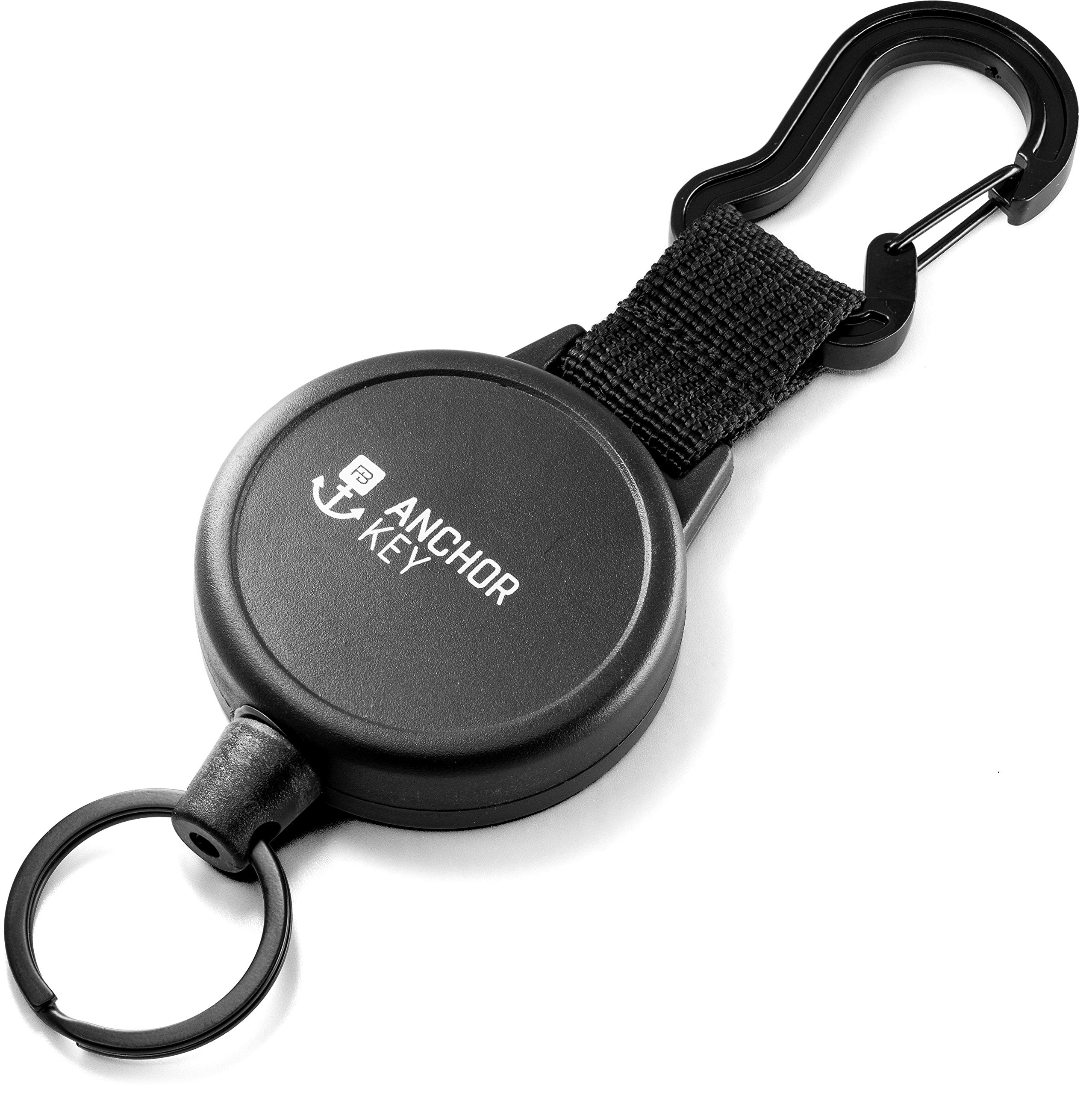 FABACH Retractable Key Fob - Yo-Yo Lanyard with 105 cm Steel Cable - Retractable Card Holder ID Clip - Key Zipper and Ski Card Holder for Trousers and Belt