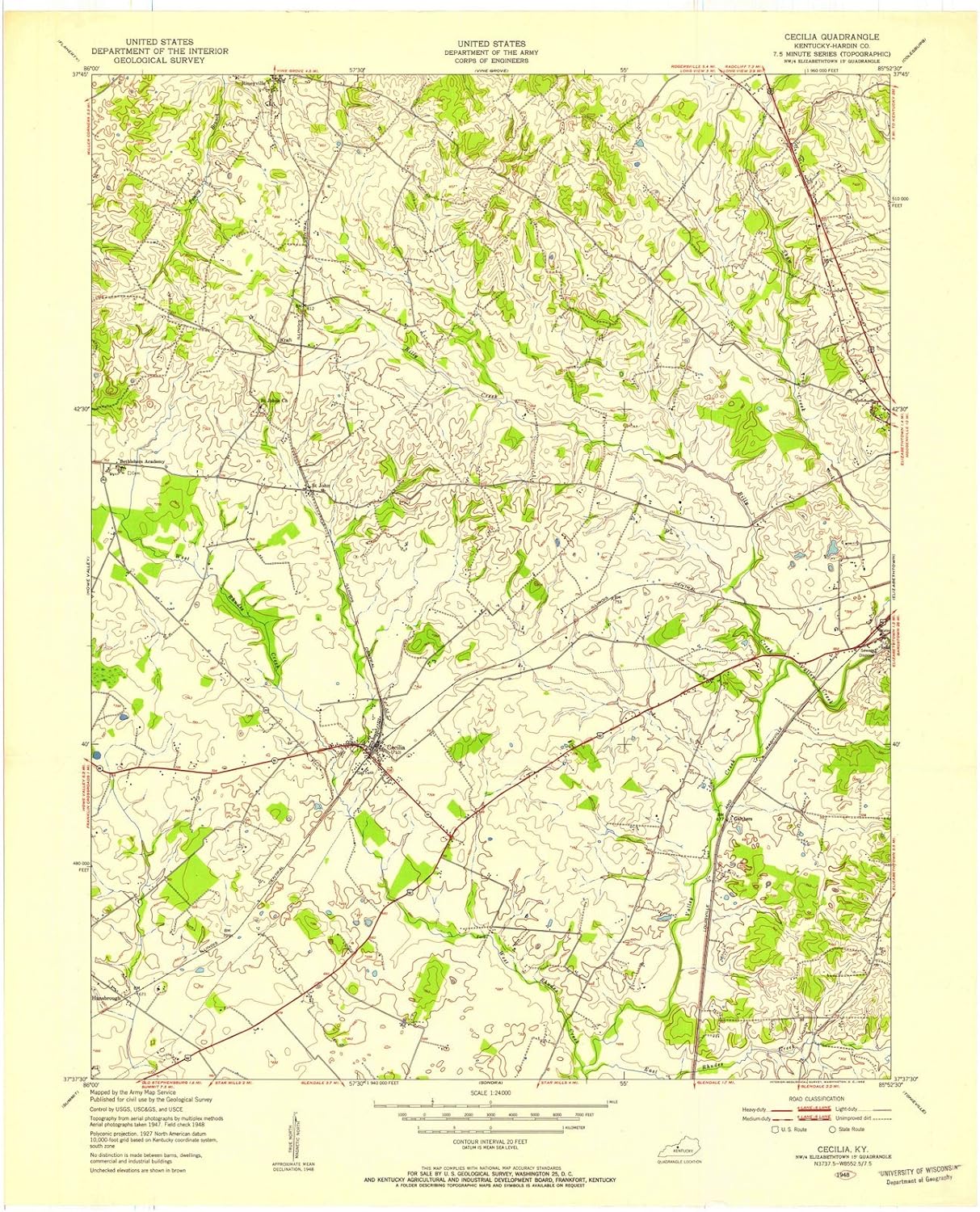 Kentucky Maps 1948 Cecilia, KY USGS Historical