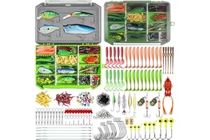 GOTOUR Fishing Lures Accessories Kit with Tackle Box, Fishing Hooks Minnow Crankbait Frog Popper Lure Worm Fishing Spoon Spinner Bait for Bass Crappie, Fishing Gear Freshwater Equipment Gifts for Men