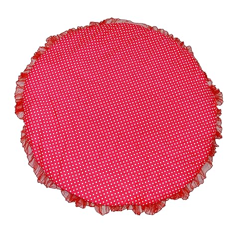 Creative Textiles Round Cotton Fabric Mat Foldable Change mat/Play mat/Travel Bed Attractive Colour with Design | Red