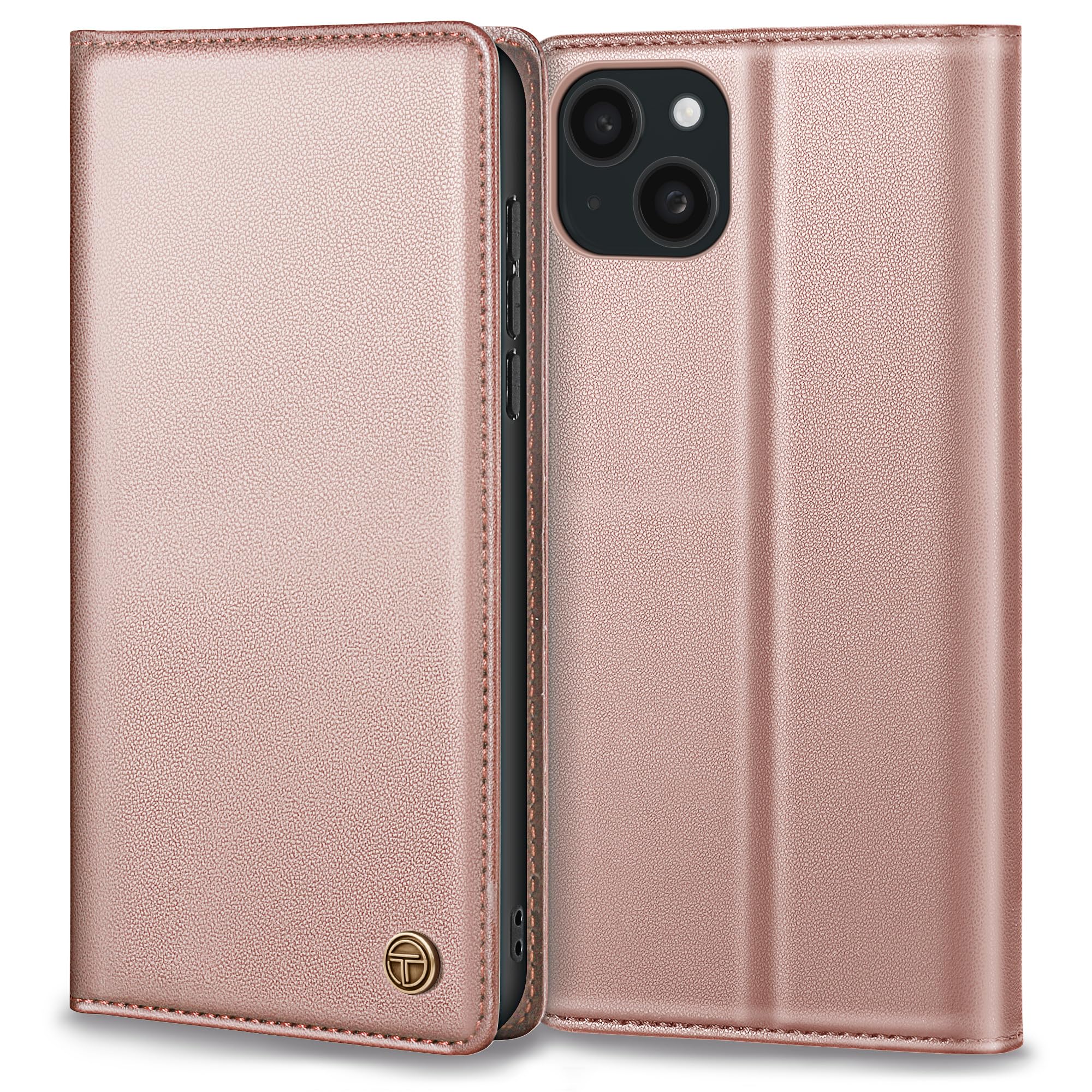 Mobile Phone Case for iPhone 14 Case, Premium Leather Protective Case for iPhone 14 Case Wallet Card Slot Stand Function Foldable Flip Case for iPhone 14 Case, Pink