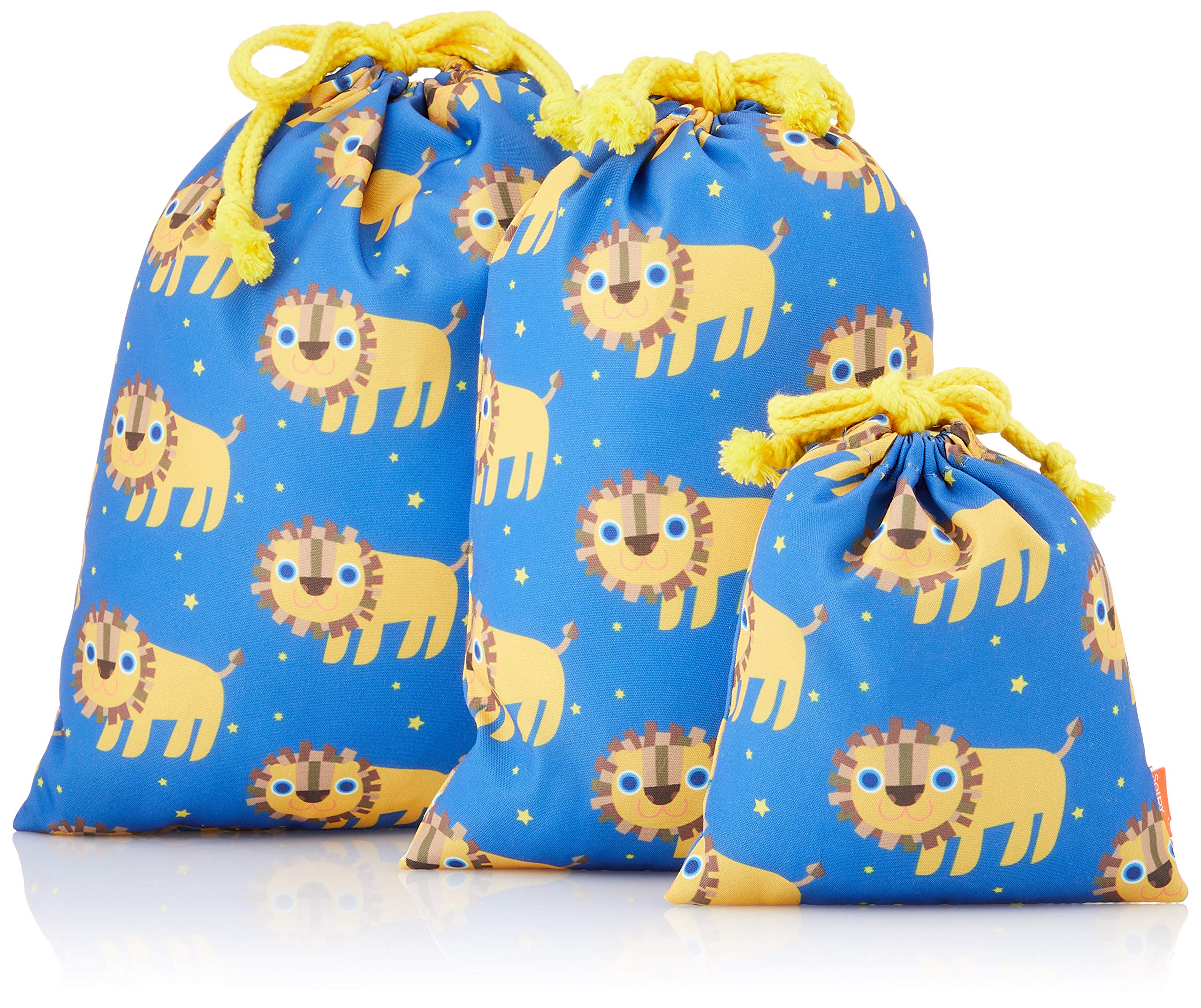 Solby ソルビィ 保育園 幼稚園 コップ入れ きんちゃく3枚セット ライオン/ブルー FDSB004022200商品画像