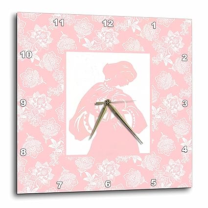 3dRose Breastfeeding Mother on Pink & White Background - Wall Clock, 15 by 15-Inch (DPP_220325_3)