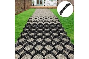 SUNINLIFE 4" Thick Groud Grid Geo Grid for Gravel 9ft x 17ft, Geocell for Driveway Walkway with1885 LBS Per Sq Strength, Foldable and Expandable Stabilization System for DIY Patio, Pathways, Slopes & Gardens