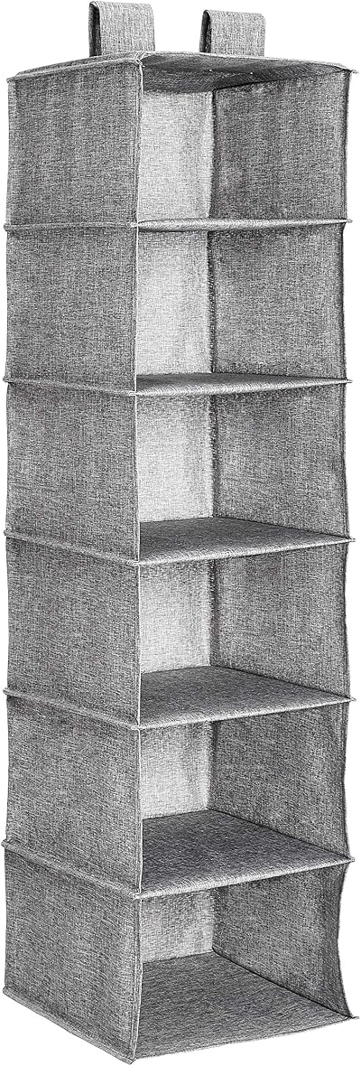 Amazon Basics Hanging Closet Shelf 6-Tier Heather Grey 12 x 12 x 2 in