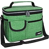 opux Insulated Lunch Bag for Men Women, Leakproof Heather Green Lunch Box for Work, Portable Soft Lunch Cooler Bag with Shoulder Strap, Adult Lunchbox Lunch Pail for Kid Boy Girl School, 14 Can/8L