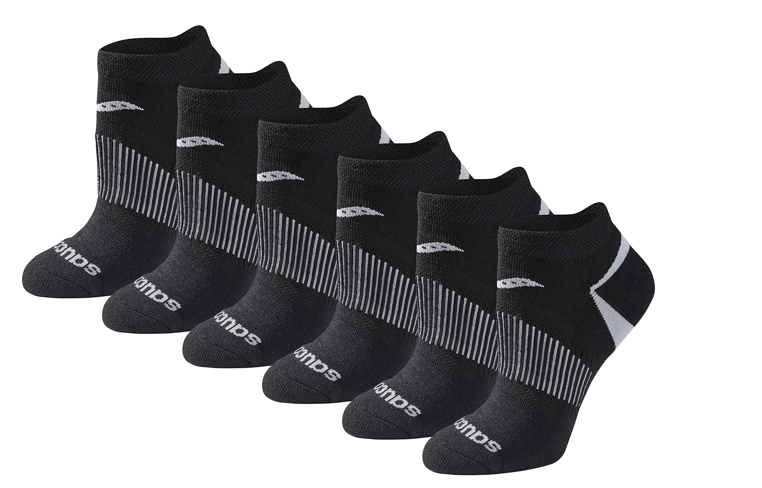 Photo 1 of Saucony Women's RunDry Performance Selective Cushion Socks, Available in S-L (6, 12 Pairs), Black Basic (6 Pairs), Medium
