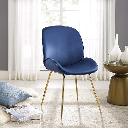 Amazon Com Volans Modern Velvet Upholstered Vanity Chair With Gold Plate Legs Royal Blue Chairs