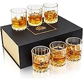 KANARS Whiskey Glasses Mixed, 10 Oz Scotch Glasses Set of 6, Rock Bar Tumblers 3 Patterns in Luxury Gift Box for Birthday, Anniversary, Housewarming and Wedding