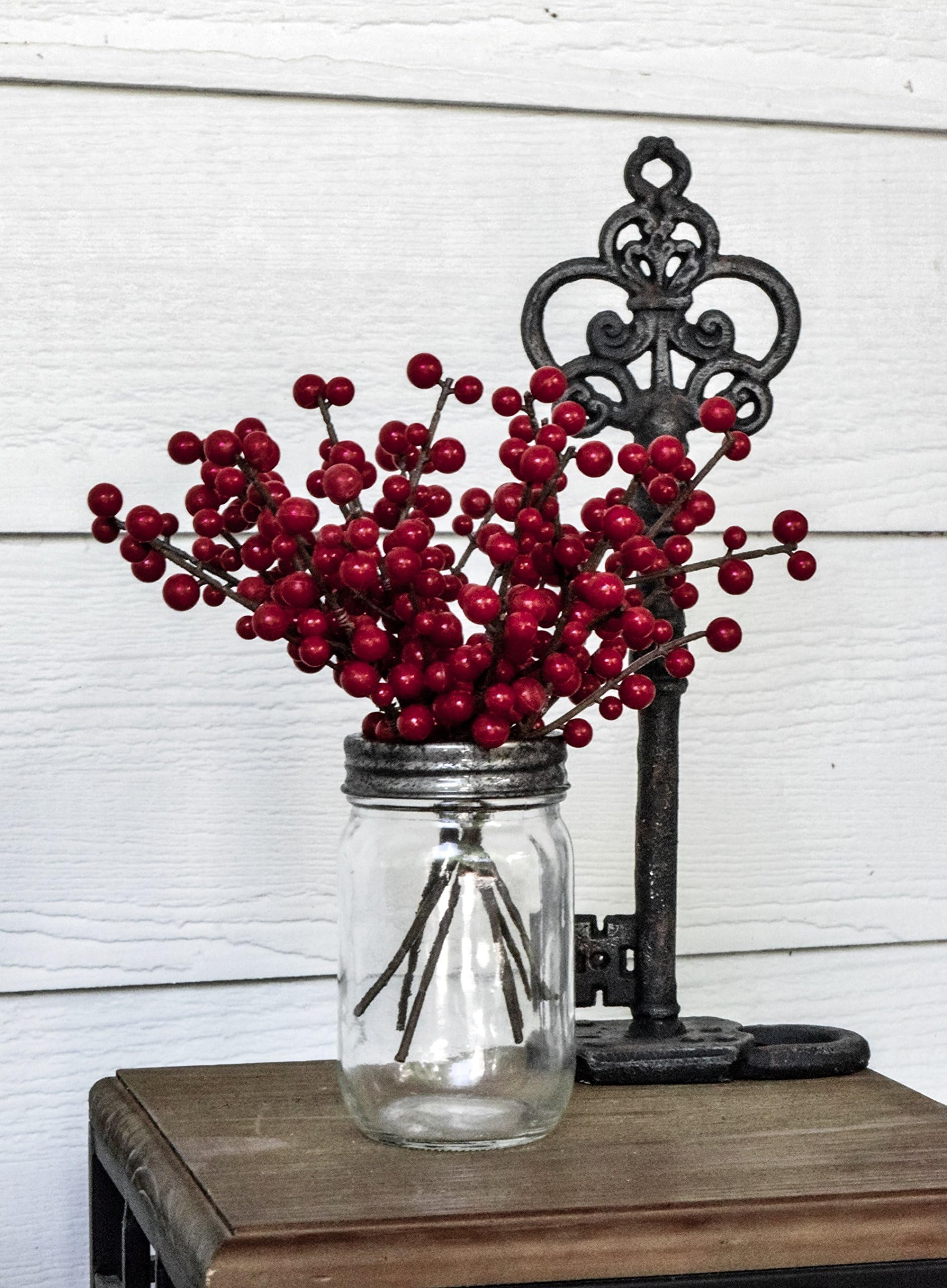 8" Burgundy Indoor/Outdoor Ilex Berry Picks (12 Stems) Floral Picks