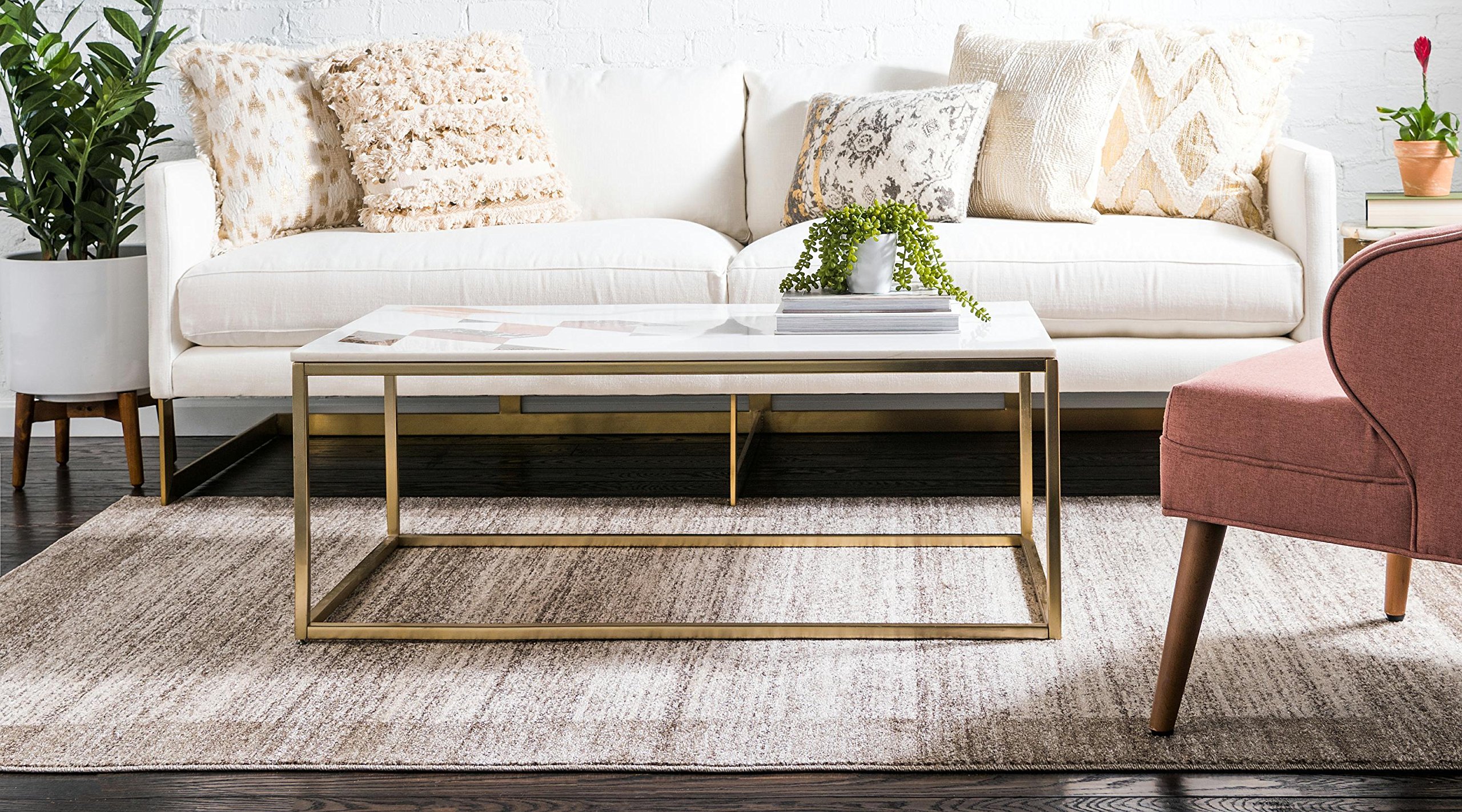 Unique Loom Del Mar Collection Contemporary Transitional Beige Outside Area Rug 