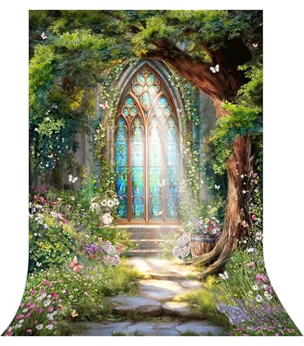 ZTHMOE Fabric 7x5ft Enchanted Forest Photography Backdrop Fairy Garden Background Kids Girl Magic Wonderland Party Decoration Spring Photo Booth Props - View #12