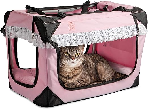 petluv happy cat premium soft sided travel crate & cat carrier