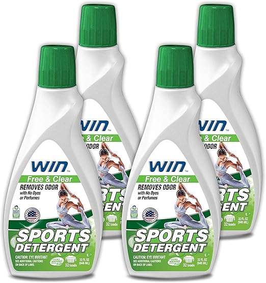 Win Sports Detergent Free Clear Green 4 Bottles Specially Formulated For Sweaty Workout Clothes Removes Odor From Running Gym And Activewear Apparel And Football Hockey Uniforms Amazon Ca Health