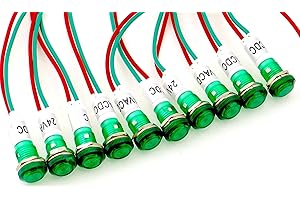 Yuco YC-9WRT-23G-12-10 LED 9mm Miniature Indicator Pilot Light 12V AC/DC, Green, 10 Piece