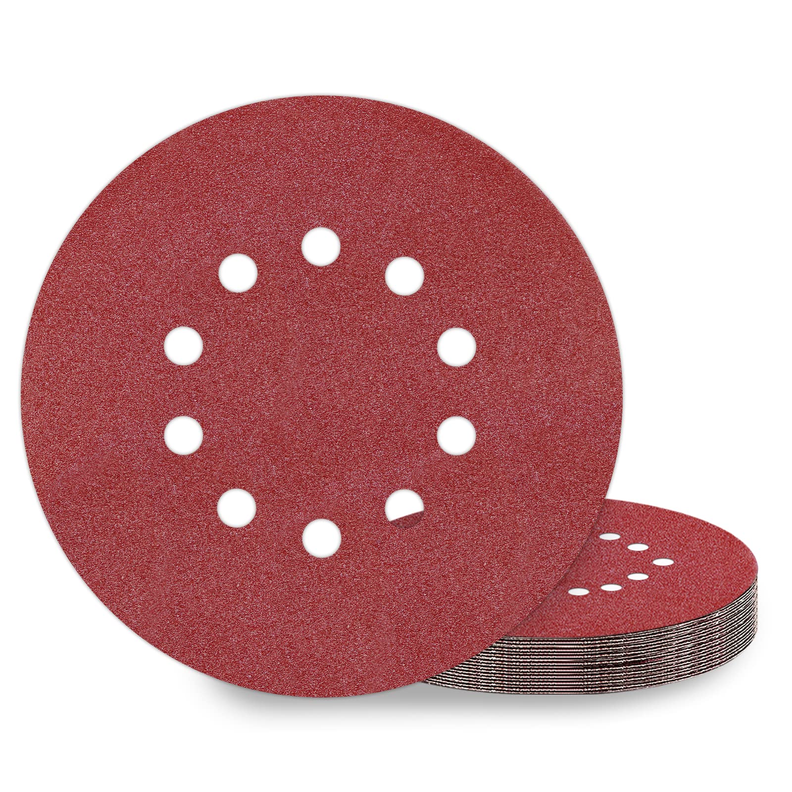KONGMING 10 Pcs 225mm Sanding Discs Grit 100 9 inch Sanding Discs 10 Hole Hook and Loop for Drywall Sander