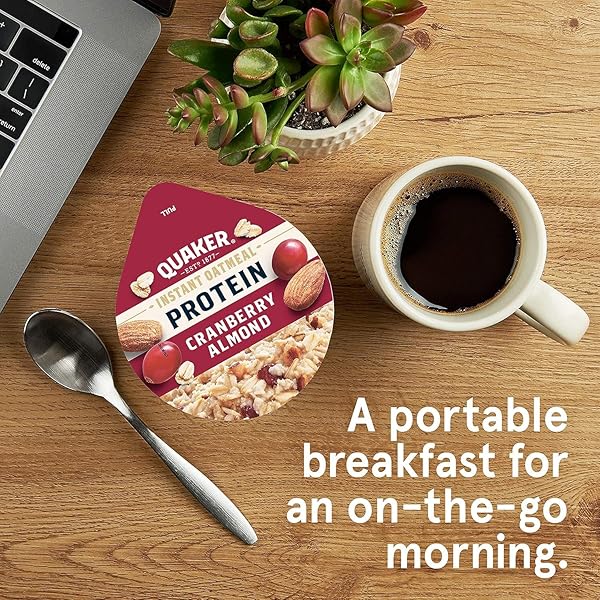QUAKER PROTEIN INSTANT OATMEAL EXPRESS CUPS, CRANBERRY ALMOND, 10G PROTEIN, 2.18 OUNCE (PACK OF 12)