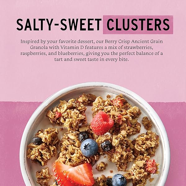 PURELY ELIZABETH, BERRY CRISP, ANCIENT GRAIN GRANOLA WITH VITAMIN D, GLUTEN-FREE (8OZ BAG)