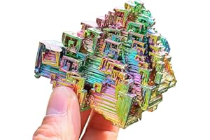 Bismuth Ore Crystal – 150-200g (5.3-7 oz) Iridescent Rainbow Metal Art Specimen - Home Decoration, Education, Healing Stone, 