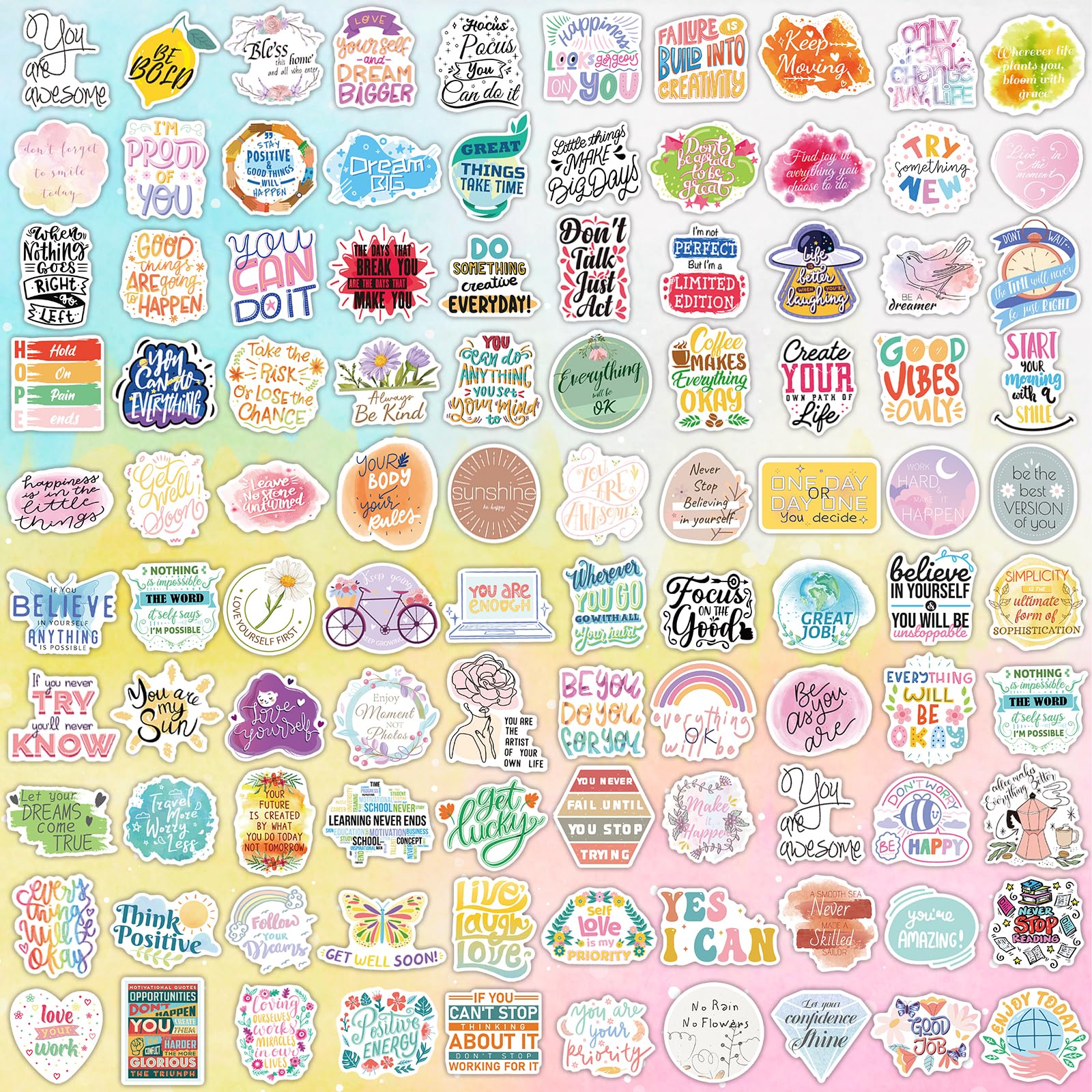 200PCS Motivational Stickers for Adults, Inspirational Water Bottle Stickers for Kids Teachers, Positives Scrapbook Sticker for Journaling Vision Board Waterproof Vinyl Decals for Helmet