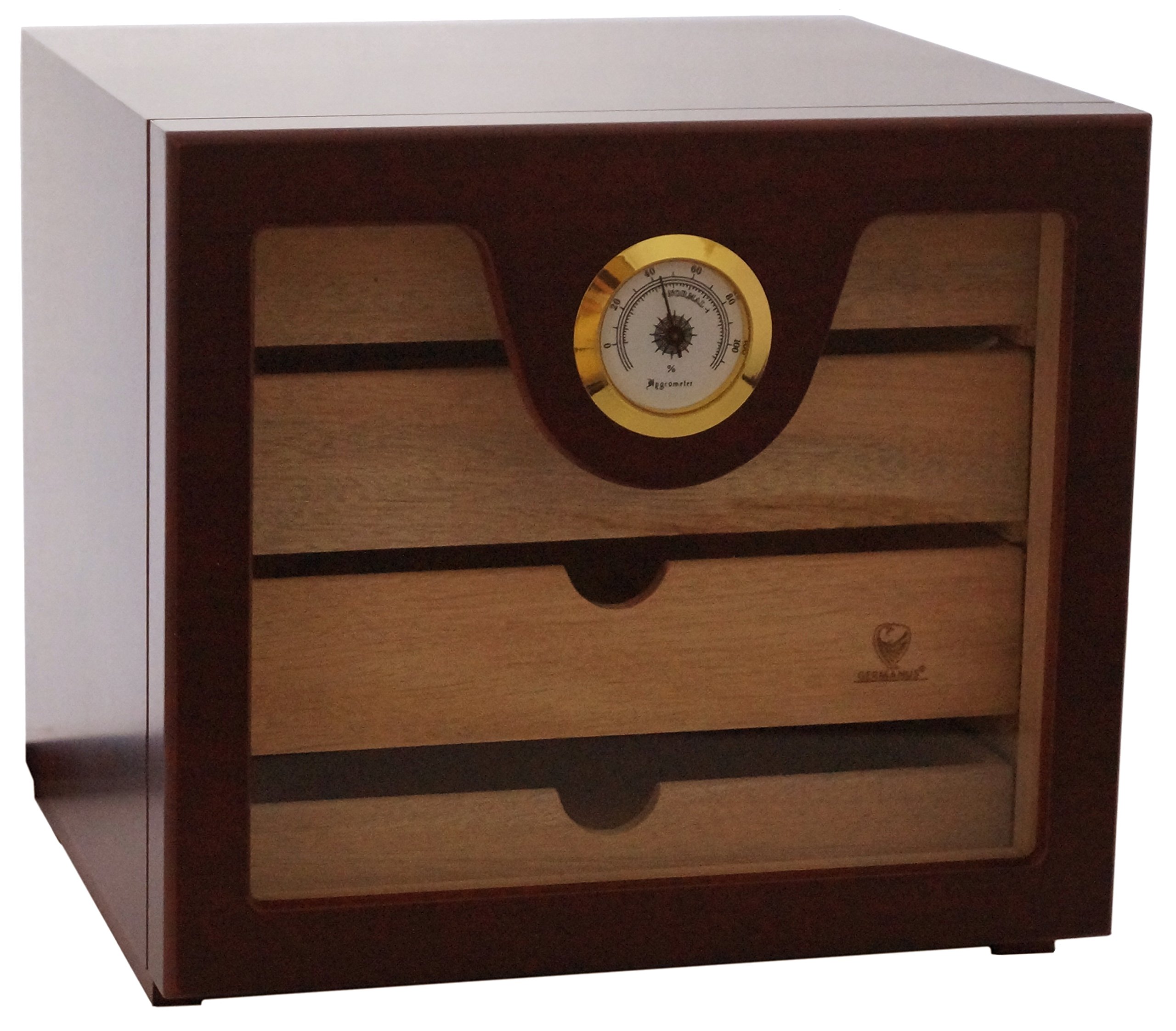 Germanus Humidor Cabinet, Durius, with Hygrometer and Crystal Humidifier, Brown