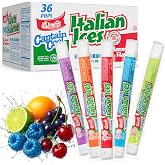 Clear Italian Ice Freeze Pops, 36 Count Freeze Pops Bulk Each is 1.5oz, Great Dye Free Popsicles for Sharing, Snacking and Cooling Off, Delicious Dye Free Freezer Pops for Kids and Adults