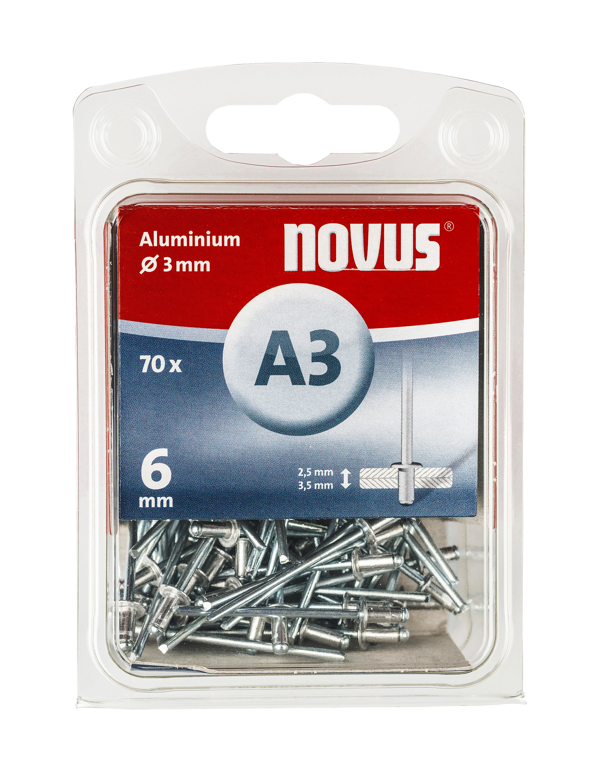 Novus 045-0028 Blind Rivets A 3 x 6 Aluminium Pack of 70