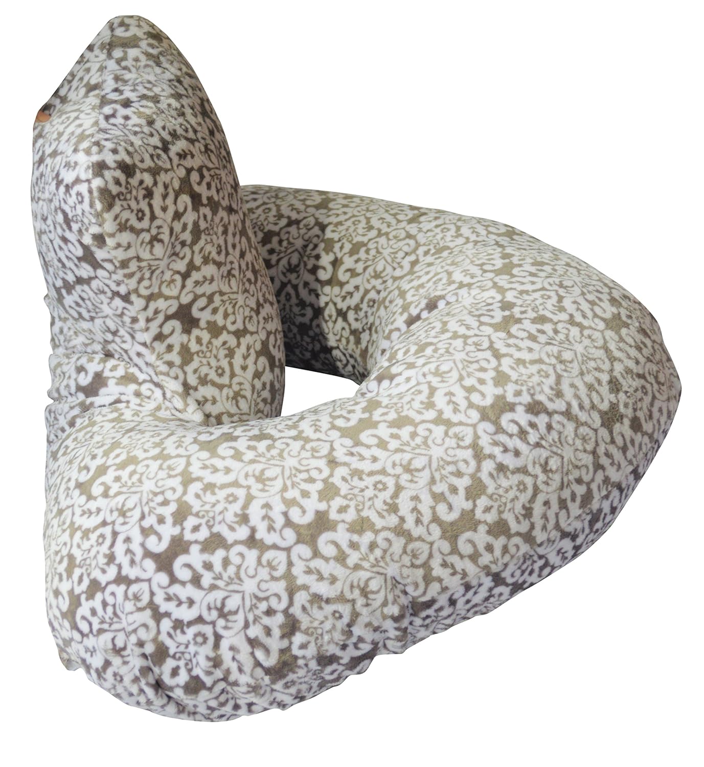 The 4 in 1 One Z Grey Damask Nursing Pillow w/Amazing Back Support- Grey Lattice