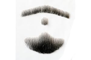 Justin Happy False Mustaches Human Hair Lace Based Fake Beard Black Fake Mustache Fake Hair Realistic Moustache Fake Goatee Costume for Men (Black)