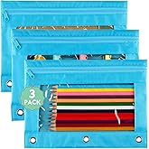 Pencil Pouch for 3 Ring Binder: 3 Pack Clear Pencil Pouch with Smooth Zipper| Large Capacity Binder Pouch| Cute School Office Organizer for Kids Teens Girls Adults Student, Blue