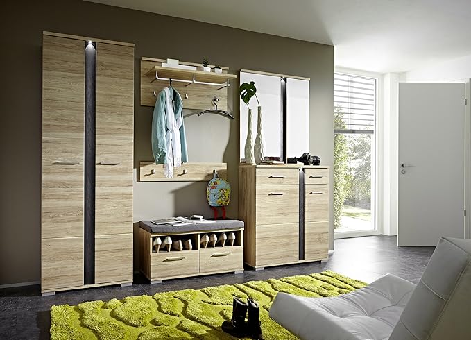 Garderobe San Remo Eiche hell/ Schiefer Woody 22-00645: Amazon.de