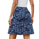 PINSPARK Golf Skirts for Women 20" Modest Knee Length Skort Pleated Tennis Skirt with Shorts High Waisted Tummy Control Skort