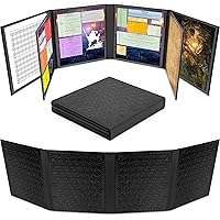 CASEMATIX DM Screen Faux Leather 8-Panel Deluxe GM Screen - Eight Panel Folding Dungeon Master Screen with 2 Swinging Panels