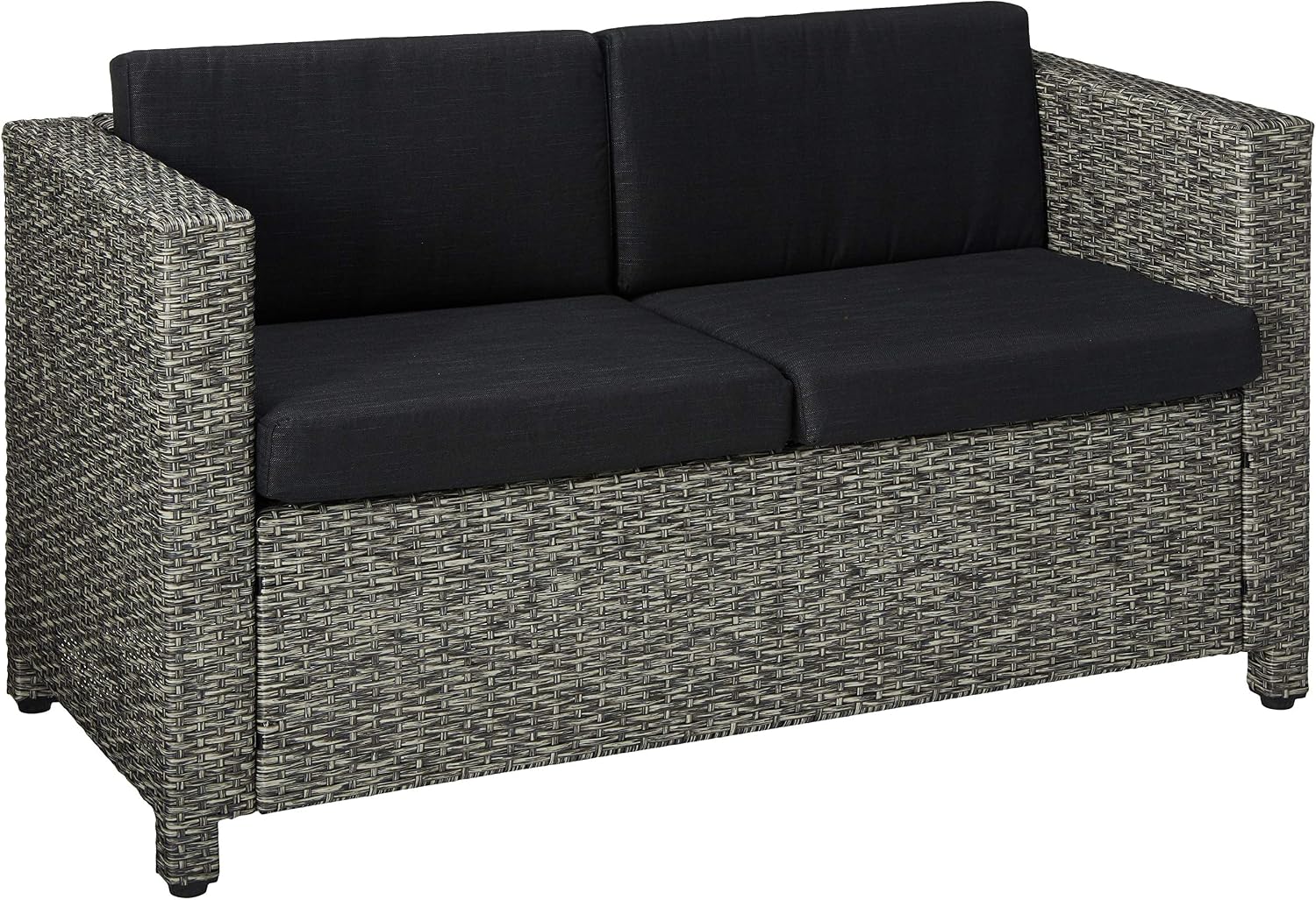 Amazon Com Christopher Knight Home Puerta Outdoor Wicker Loveseat With Cushions Grey Mixed Black Cushions Garden Outdoor