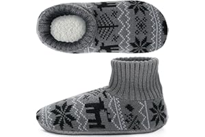 Ultrafun Fuzzy Slipper Socks for Men, Non Slip Warm Plushed Lined Indoor House Socks with Grips Christmas Gifts