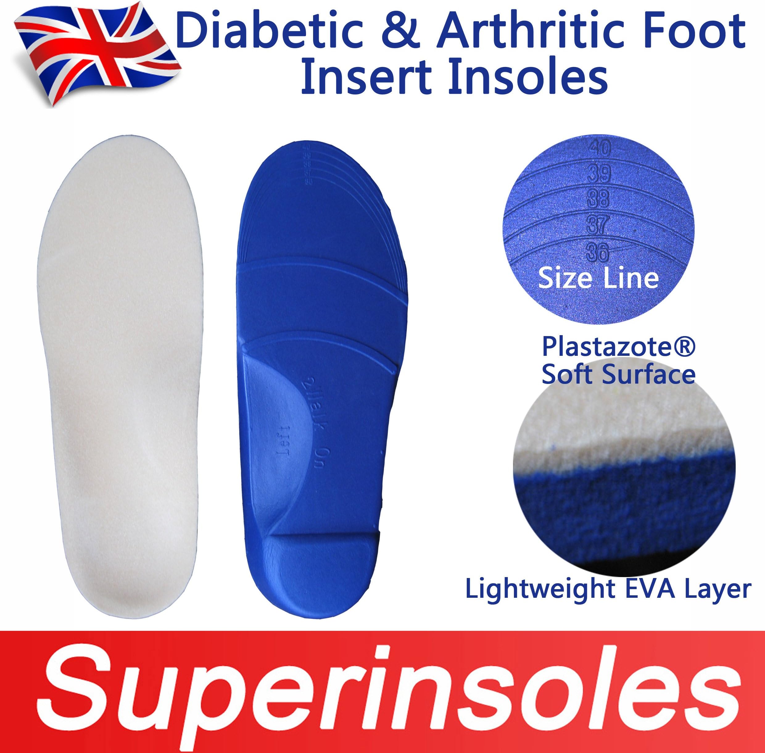 SuperinsolesDiabetic & Arthritic Foot Arch Support Full Length Therapeutic Orthotic Insoles (Men's)