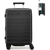 MILADA 20-Inch Hardside Expandable Carry-On Luggage Suitcase, Black | Lightweight Polycarbonate Hard Shell Luggage, 8 Spinner Wheels, TSA Lock, Anti-Burst Zipper, 42-48 L, Weekend &amp; 1-5 Day Trips