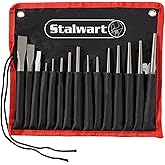 Punch and Chisel Set, 16 Pieces- Includes Taper Punches, Cold Chisels, Pin Punches, Center Punches, Chisel Gauge, and Storage