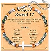 JEIKTO Birthday Gifts for 10-21 Year Old Girl, Happy 10th-21st Birthday Decorations, Christian Cross Bracelet with Cards for Niece Daughter Granddaughter