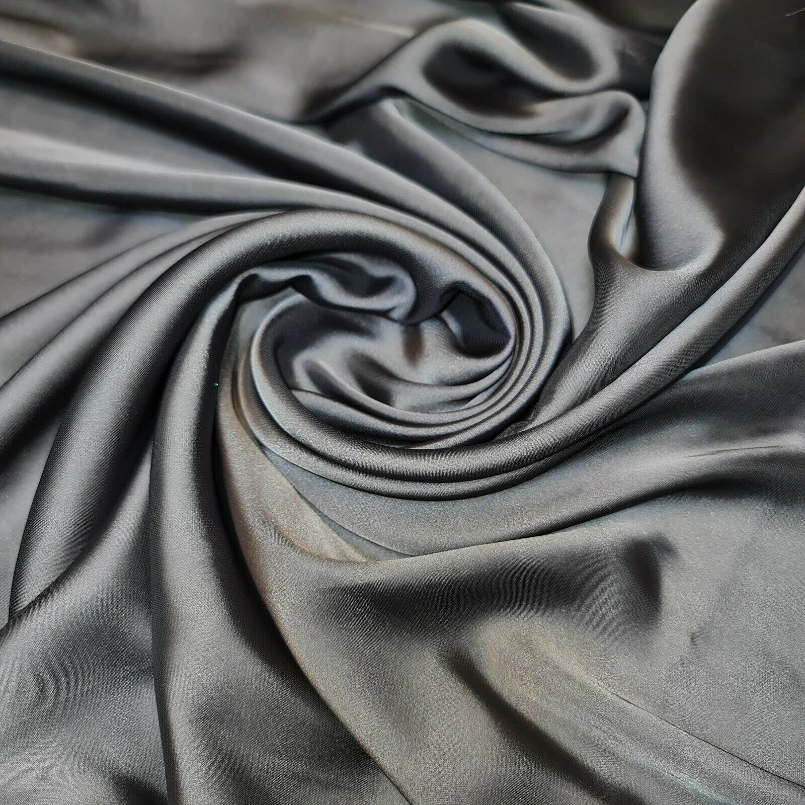 Textile Station BBR Silky Charmeuse Lightweight Satin Bridal Dress Drape Décor Fabric 44" -112cm Wide (Grey 2, 1 Meter)