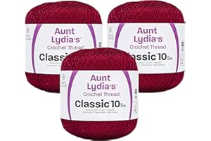 Aunt Lydia's Bulk Buy Crochet Cotton Classic Crochet Thread Size 10 (3-Pack) Burgundy 154-492