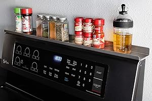 Stove Top Spice Rack and Shelf for Kitchen Oven - Food Grade Stainless Steel - Easy Install no Tools Required Fits Standard 30 inch stove